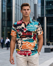 Chemise à manches courtes — vue portée de profil, en ville