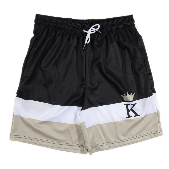 Ensemble t-shirt couronne et short noir, blanc et beige, short vue de face