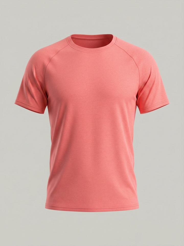 T-shirt à col rond rose, vue de face
