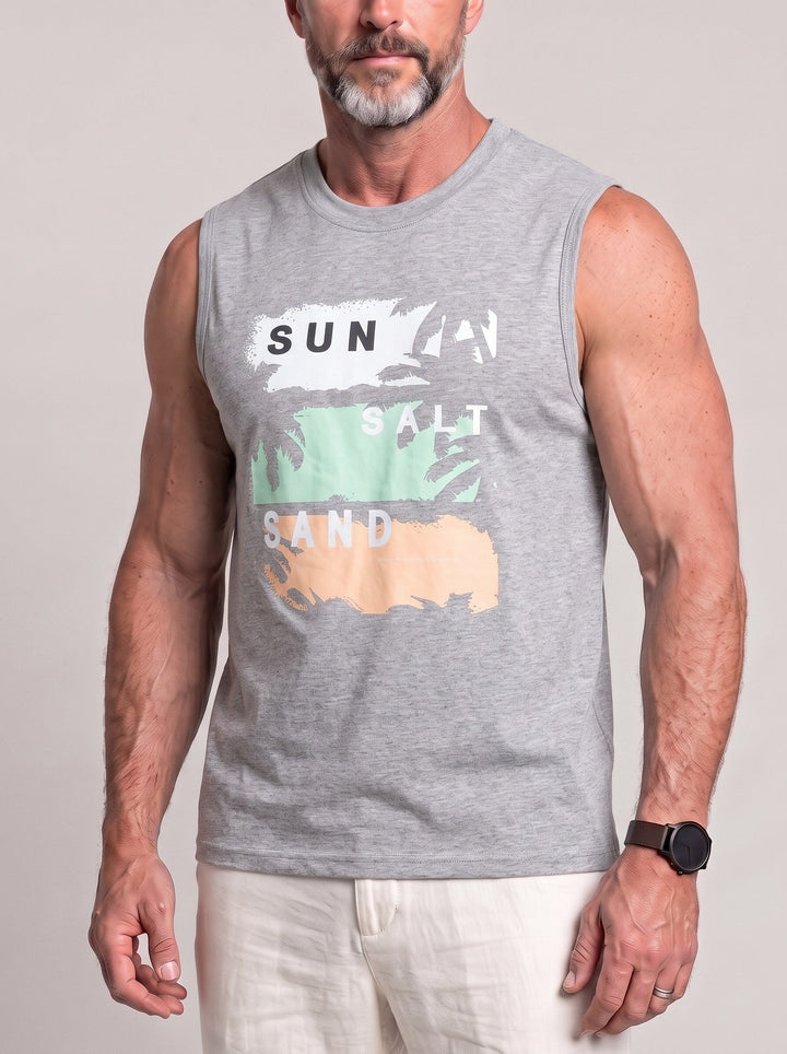 Débardeur imprimé Sun Salt Sand gris — vue de face