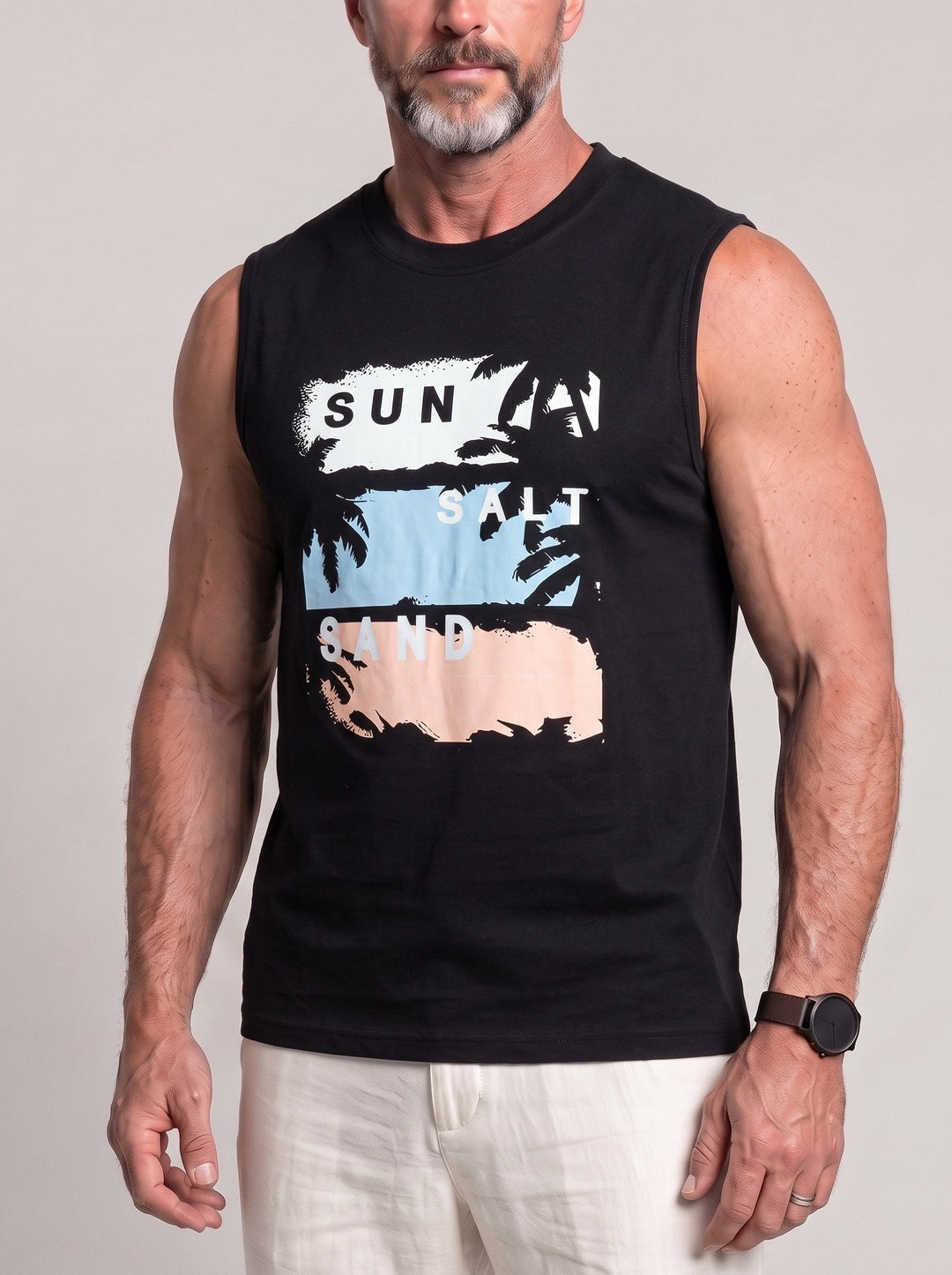 Débardeur imprimé Sun Salt Sand noir — vue de face