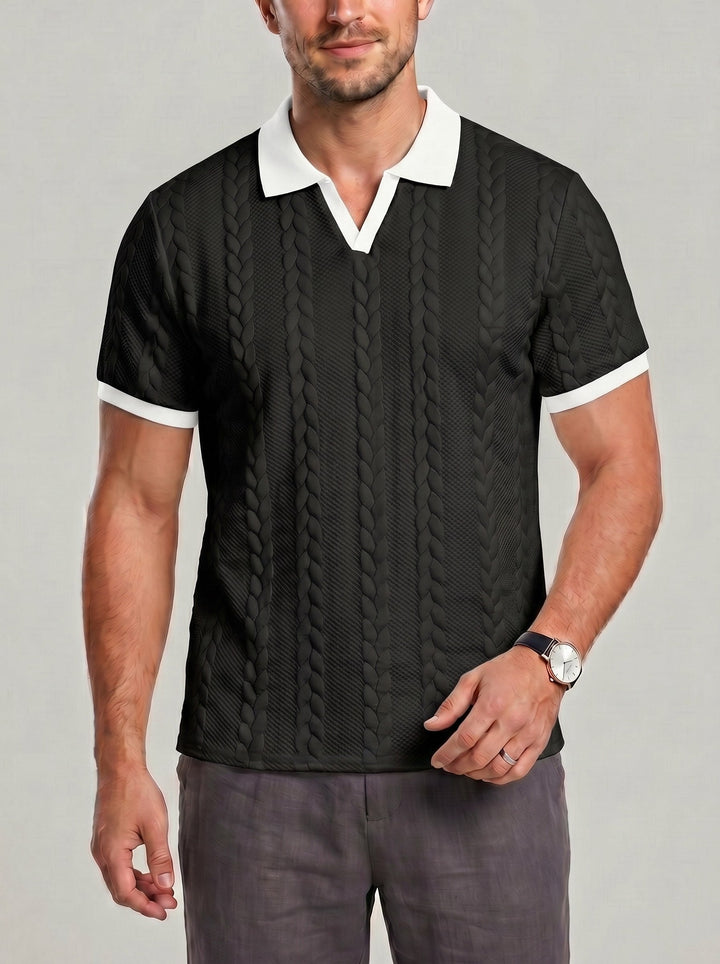 Polo texturé à bordures contrastées — vue complémentaire du produit.