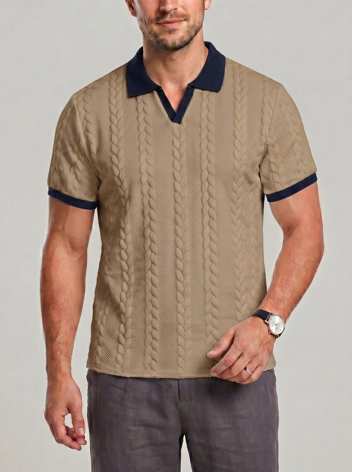 Polo texturé à bordures contrastées — vue complémentaire du produit.