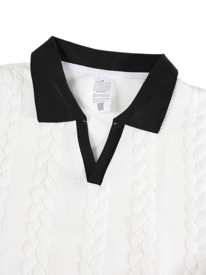 Polo texturé à bordures contrastées — vue complémentaire du produit.