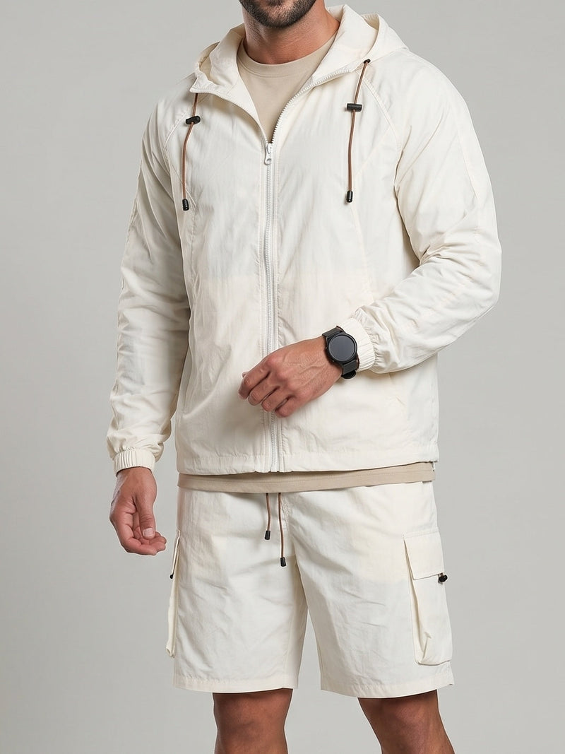 Ensemble veste capuche short, porté