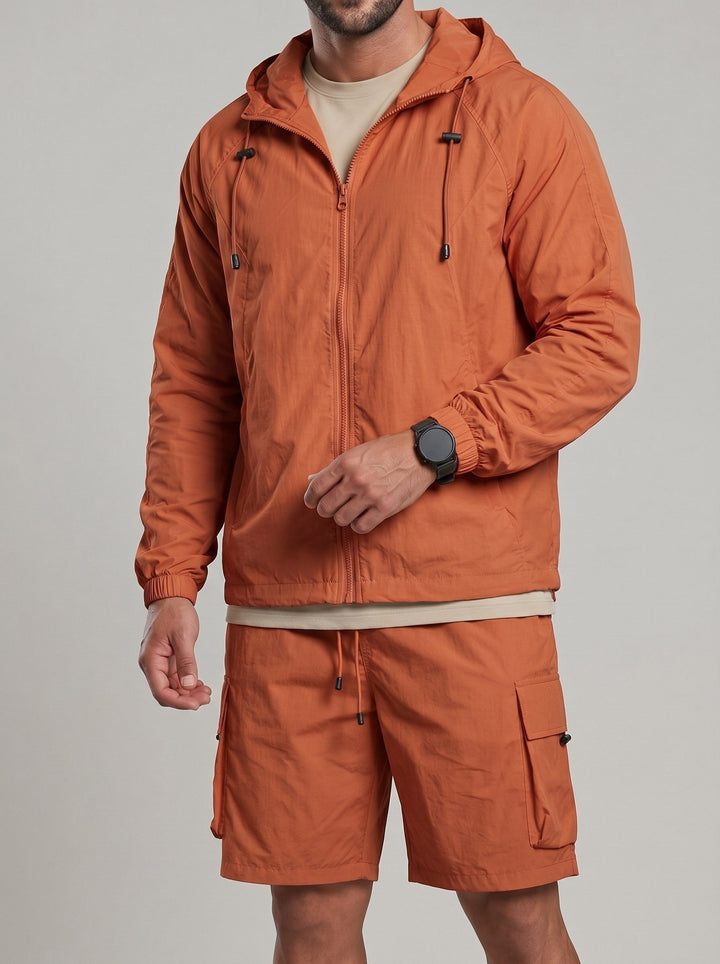 Ensemble veste capuche short, porté