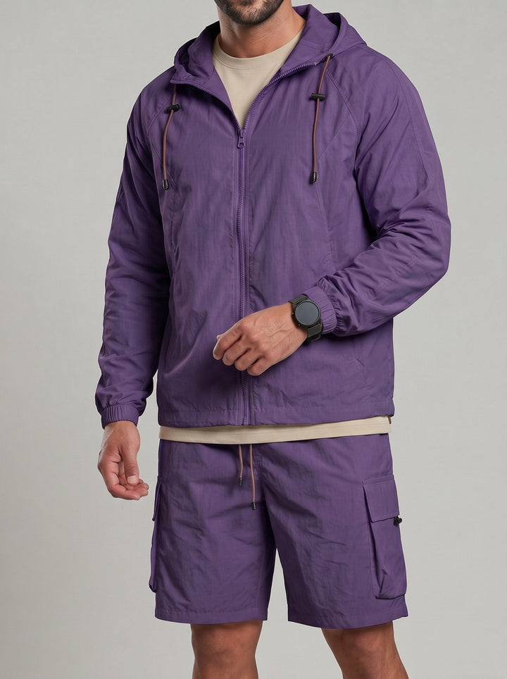 Ensemble veste capuche short, porté