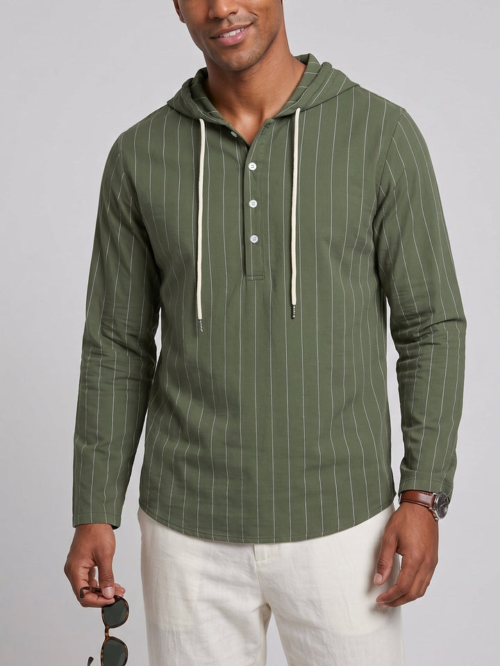 Chemise à capuche et fines rayures — vue de dos