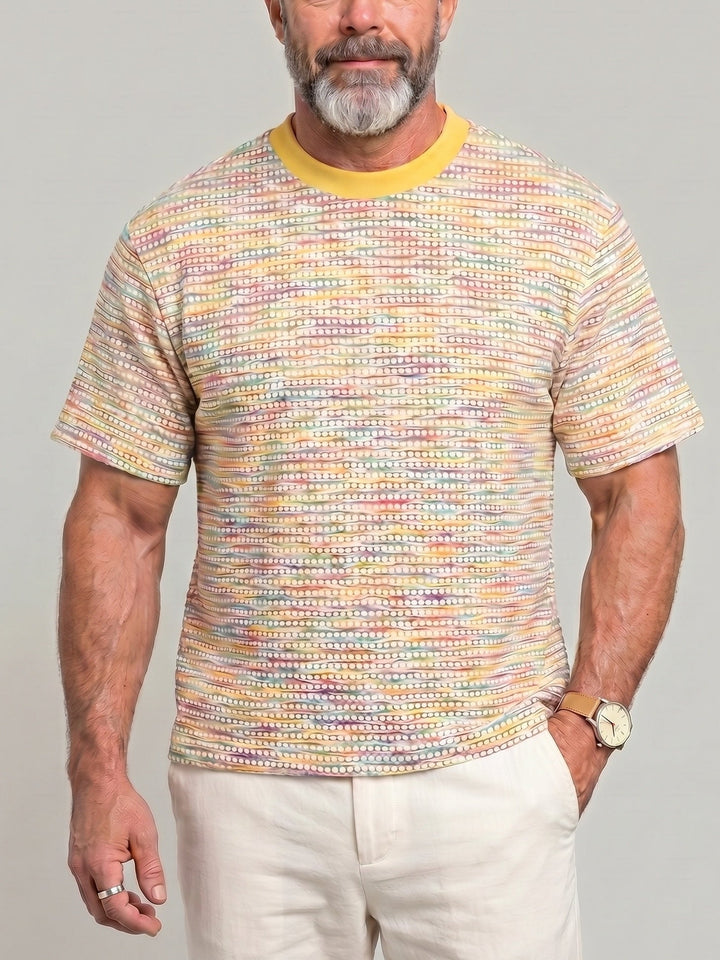 T-shirt à blocs de couleur jaune, vue portée de face