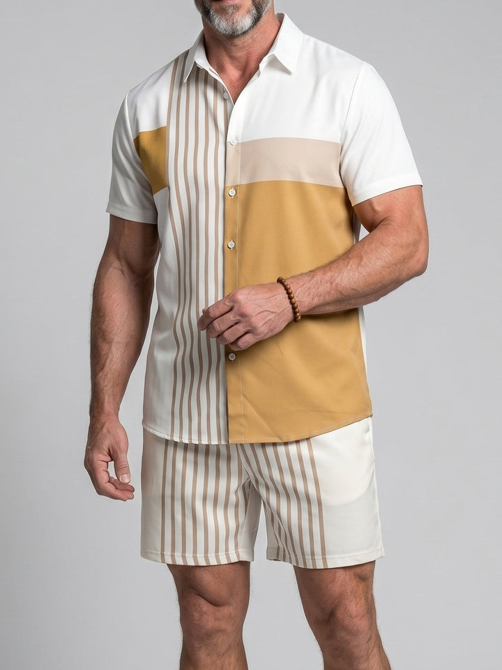 Ensemble chemise rayée et short — vue principale du produit.