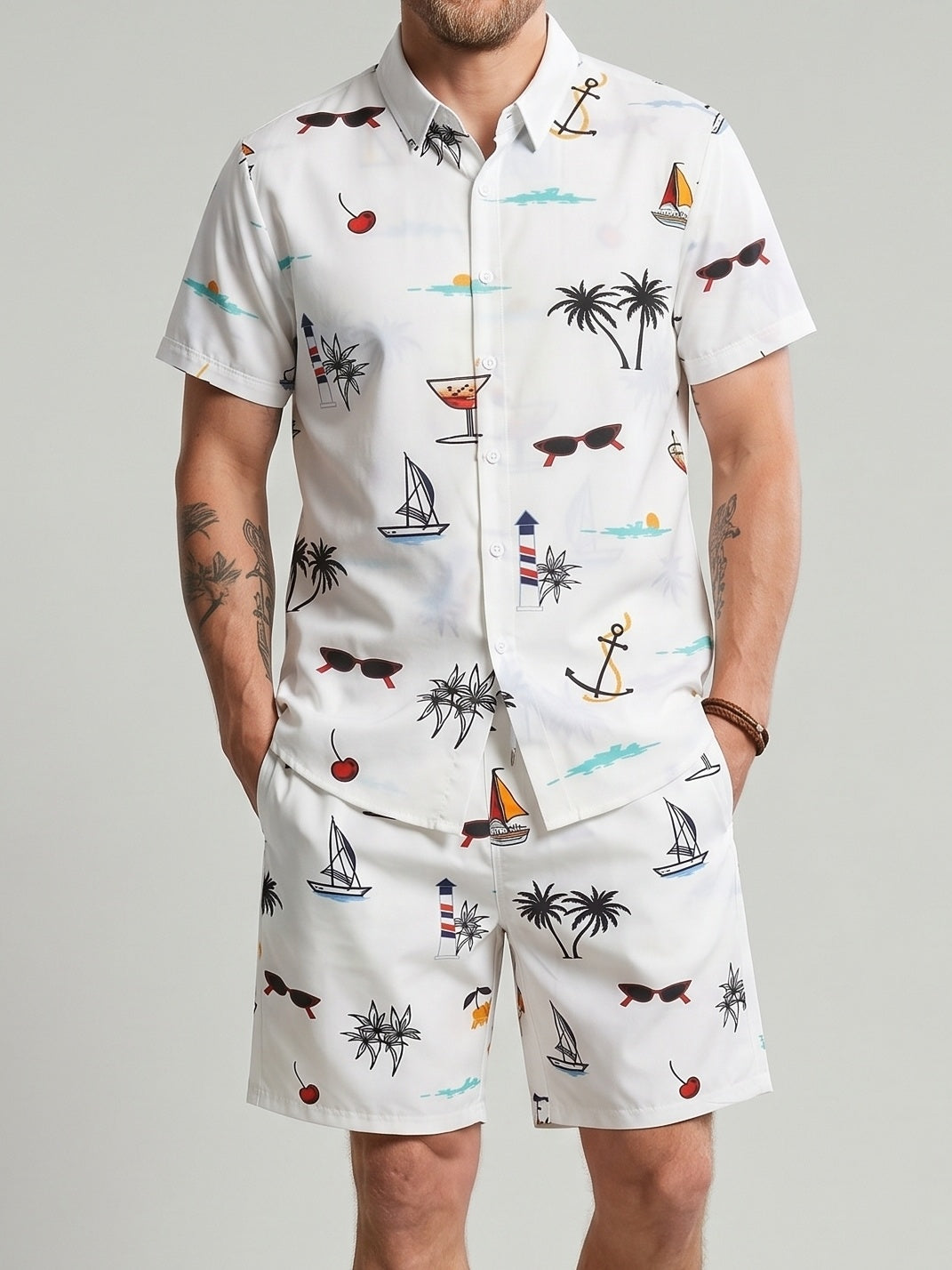 Ensemble haut imprimé et short — vue principale du produit.