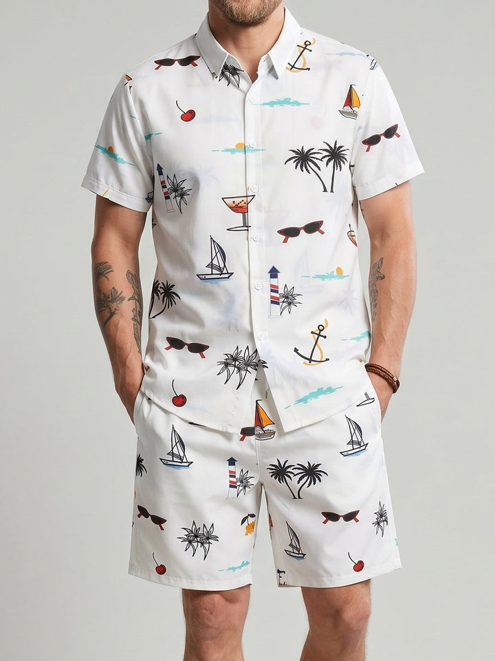 Ensemble haut imprimé et short — vue principale du produit.