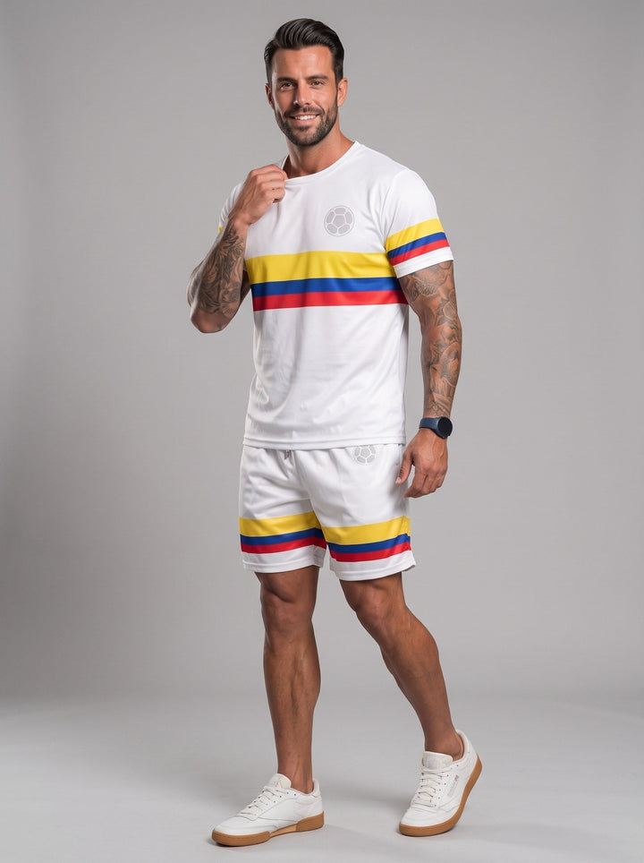 Ensemble t-shirt et short à bandes — vue principale du produit.