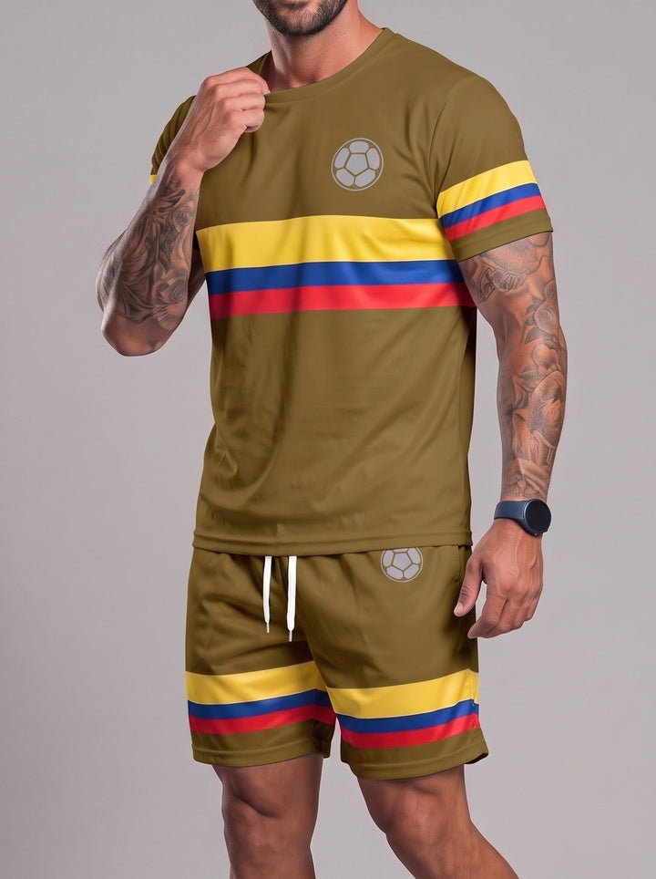 Ensemble t-shirt et short à bandes — vue complémentaire du produit.