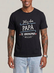 T-shirt noir à message, vue portée de face