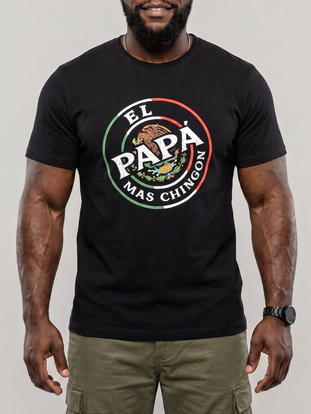 T-shirt noir imprimé à manches courtes — vue principale du produit.