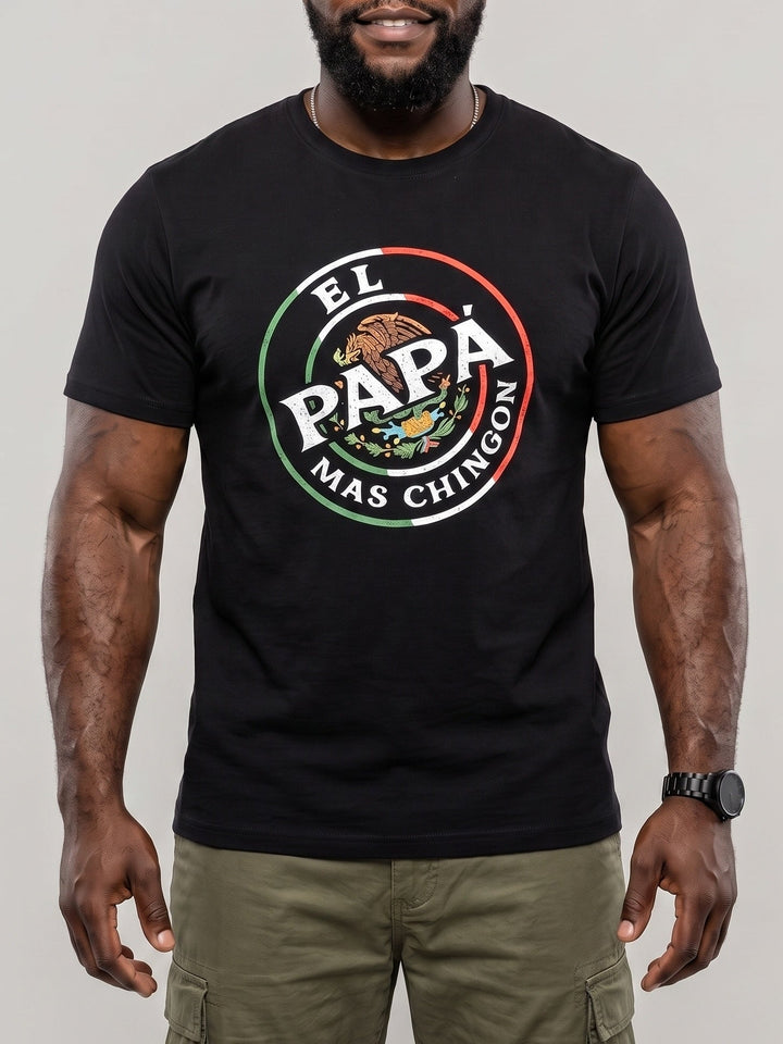 T-shirt noir imprimé à manches courtes — vue principale du produit.