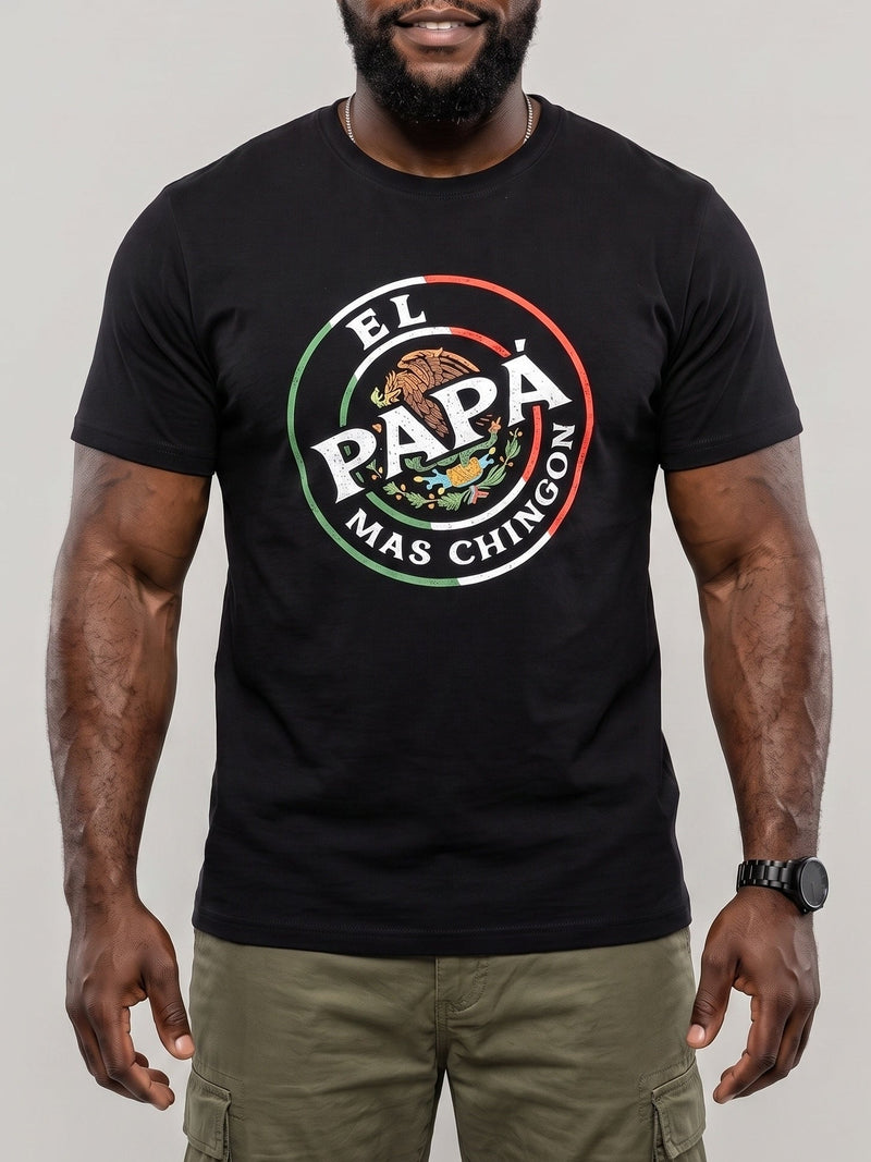 T-shirt noir imprimé à manches courtes — vue principale du produit.