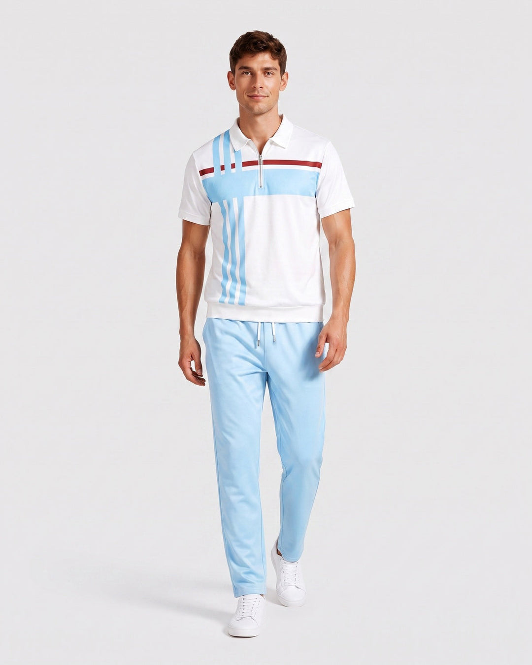 Ensemble polo zippé, porté