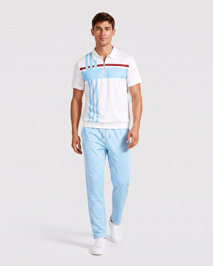 Ensemble polo zippé, porté