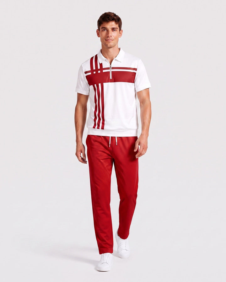Ensemble polo zippé, porté