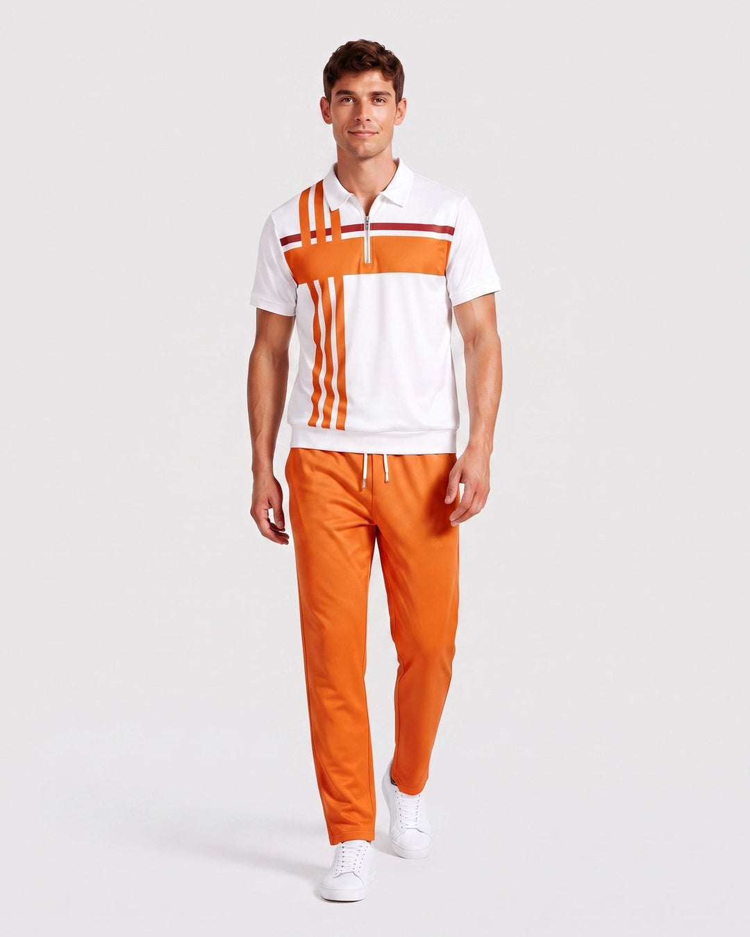 Ensemble polo zippé, porté