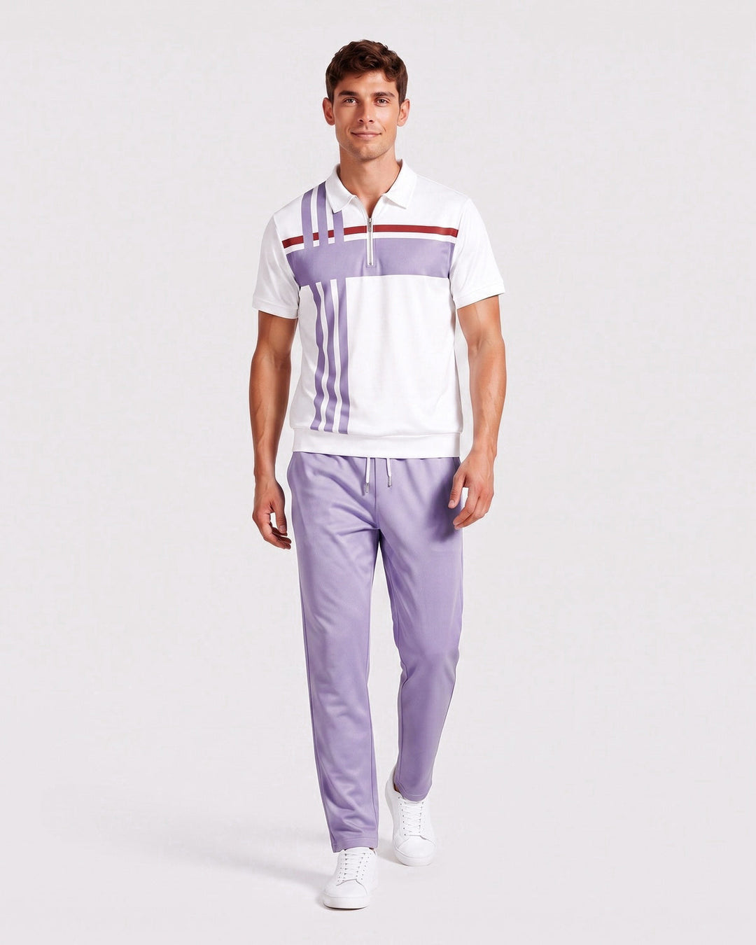 Ensemble polo zippé, porté