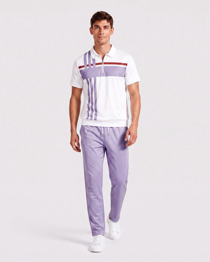 Ensemble polo zippé, porté