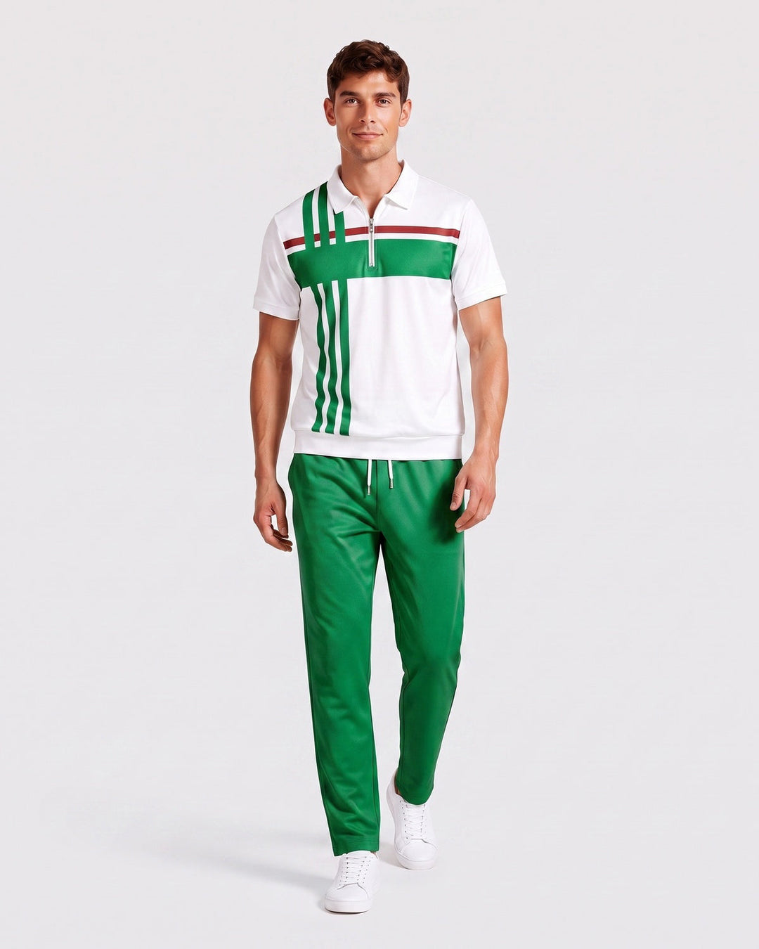 Ensemble polo zippé, porté