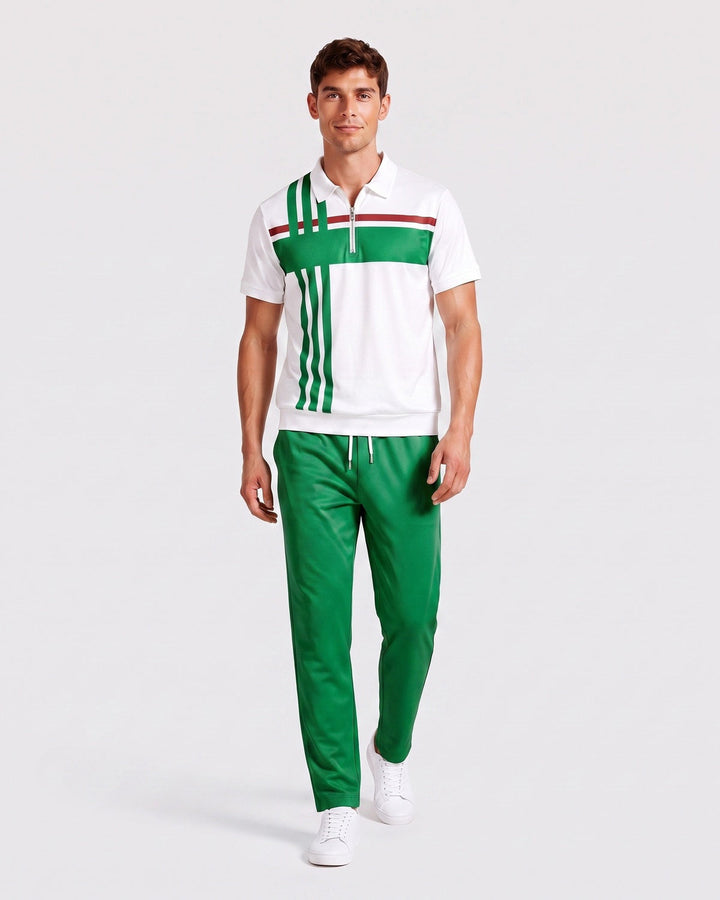 Ensemble polo zippé, porté