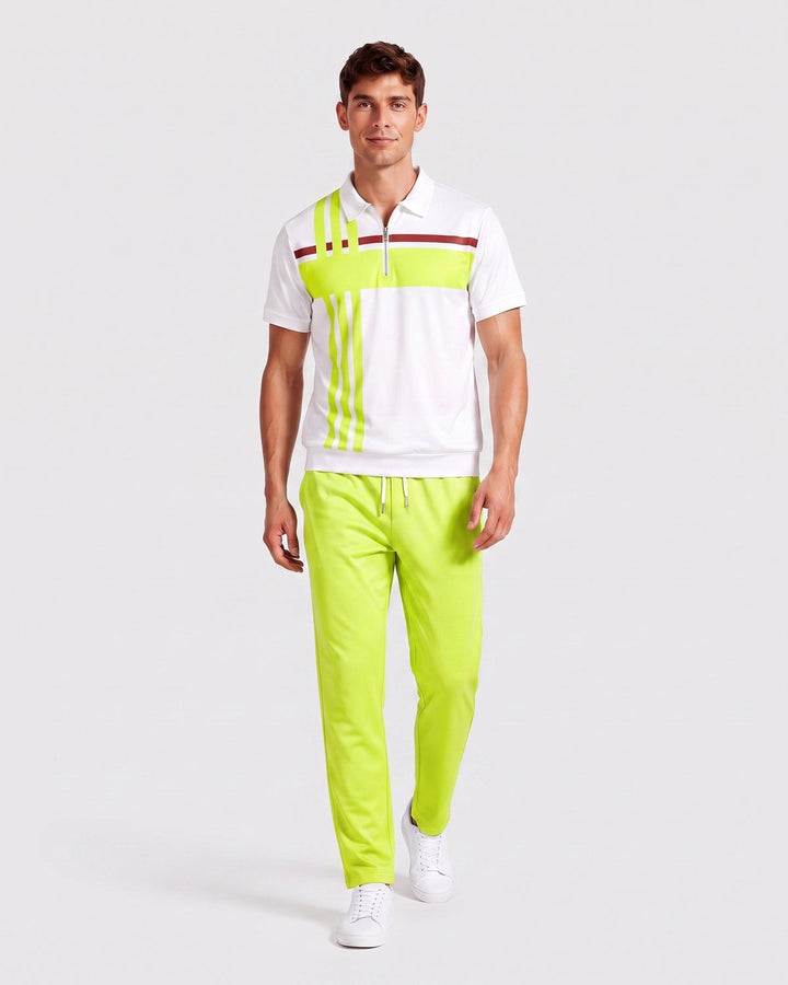 Ensemble polo zippé, porté