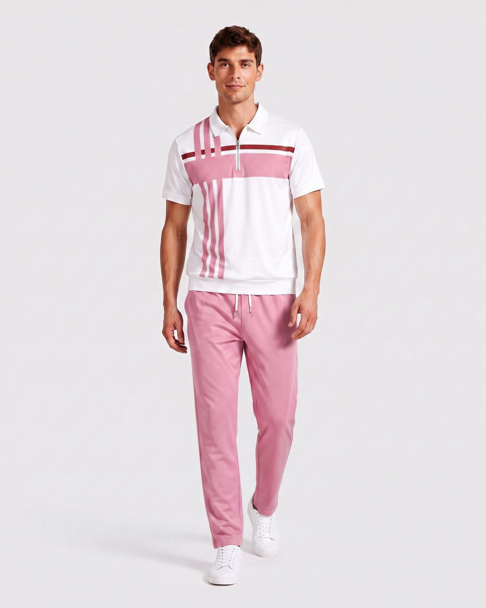 Ensemble polo zippé, porté