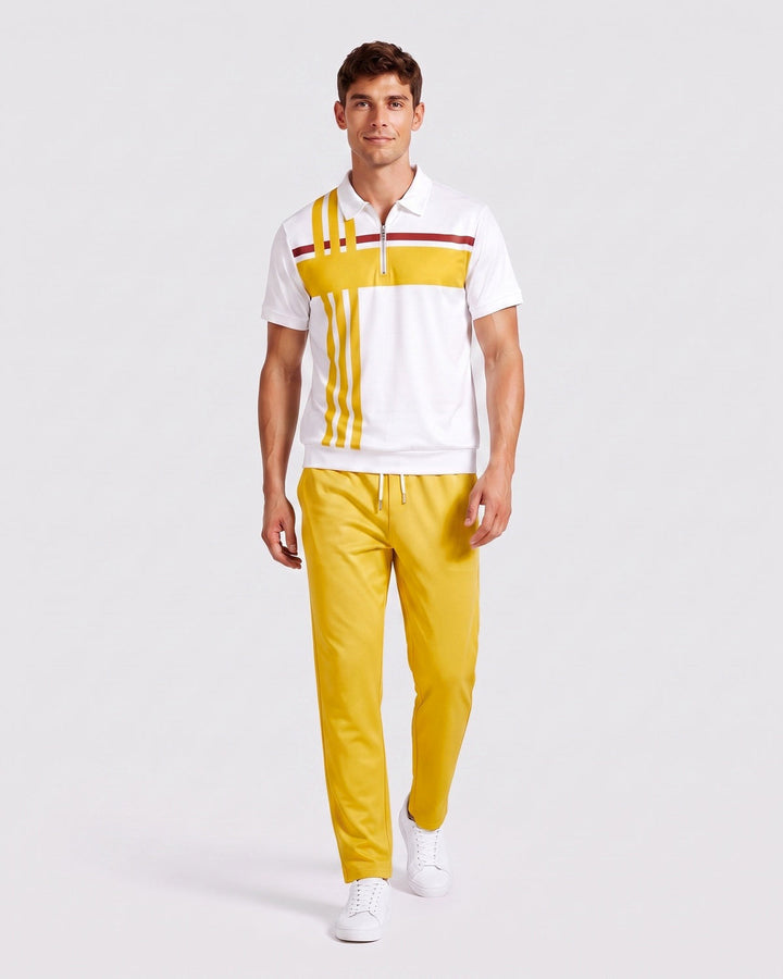 Ensemble polo zippé, porté