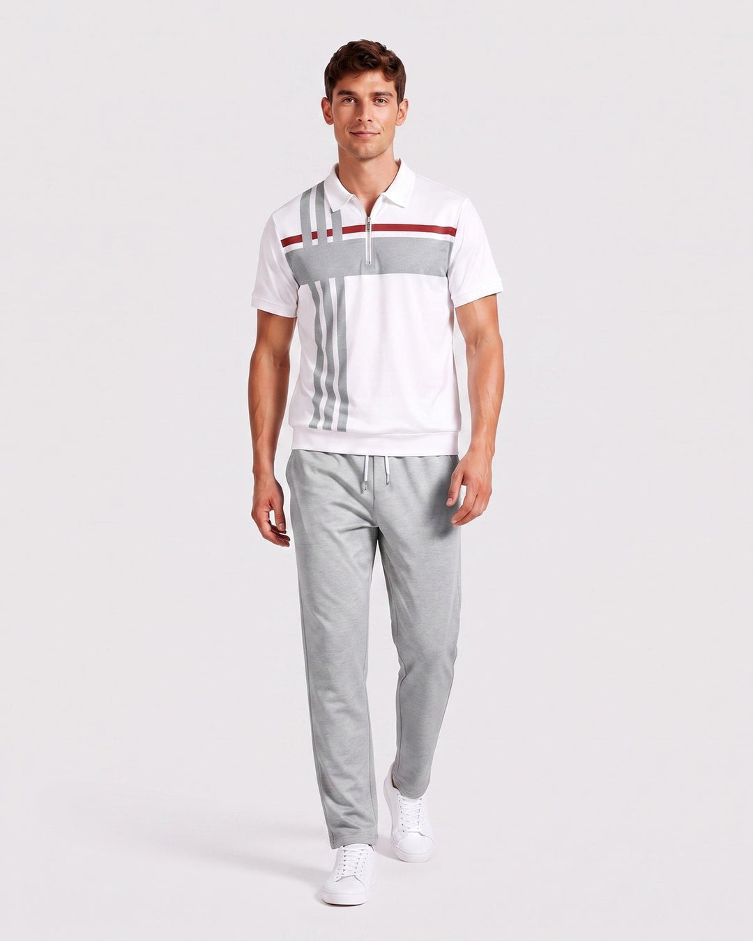 Ensemble polo zippé, porté