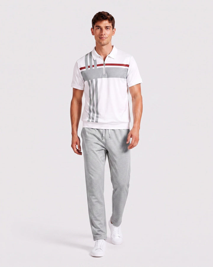 Ensemble polo zippé, porté
