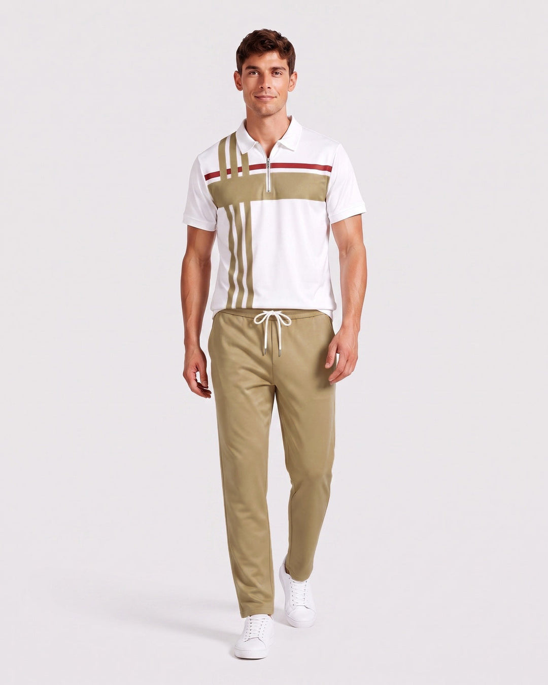 Ensemble polo zippé, vue de trois-quarts