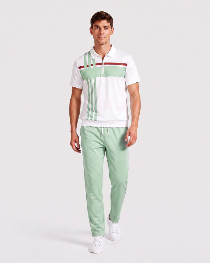 Ensemble polo zippé, porté