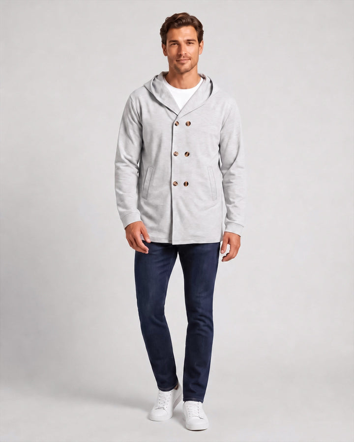 Veste croisée à capuche, porté