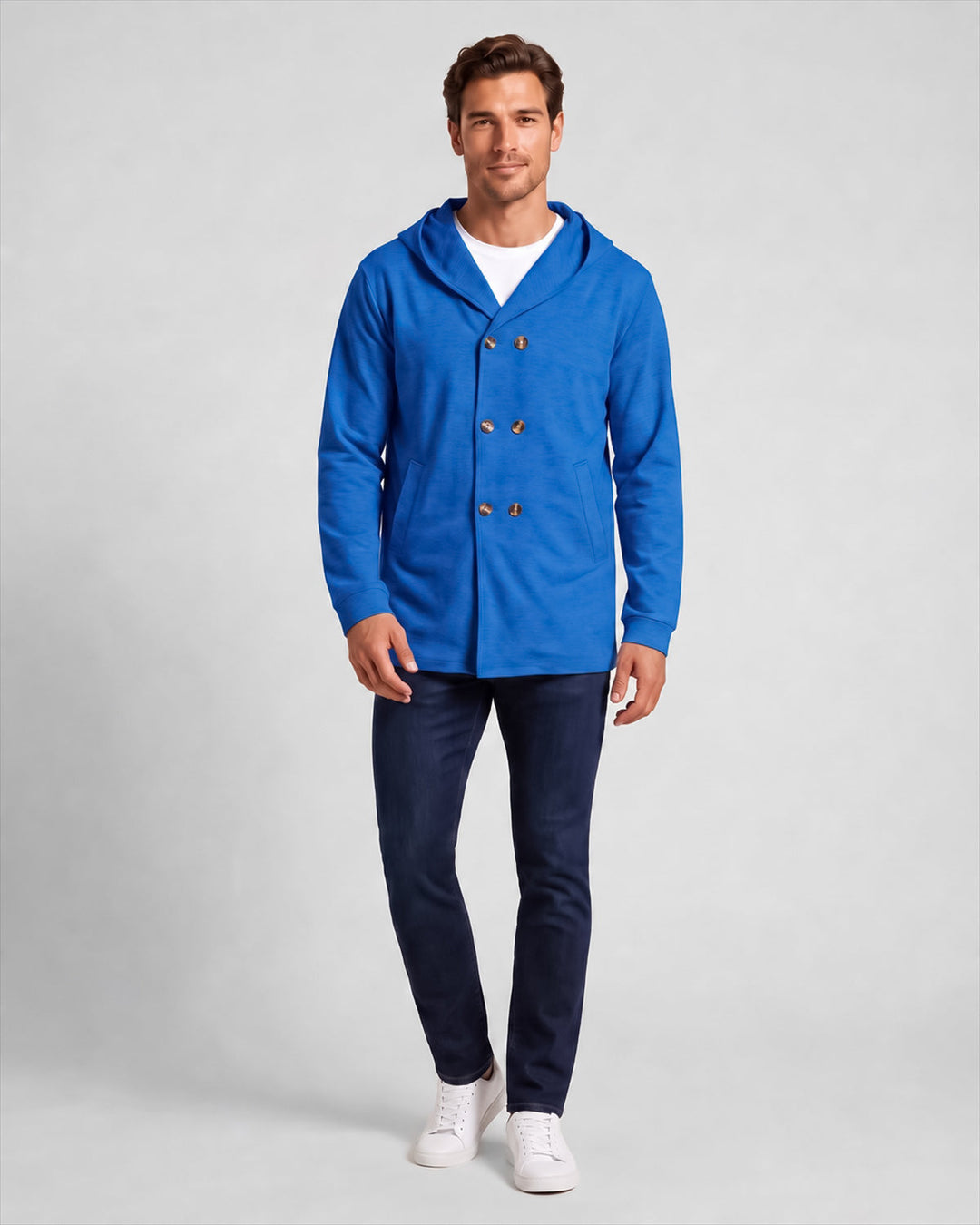 Veste croisée à capuche, porté