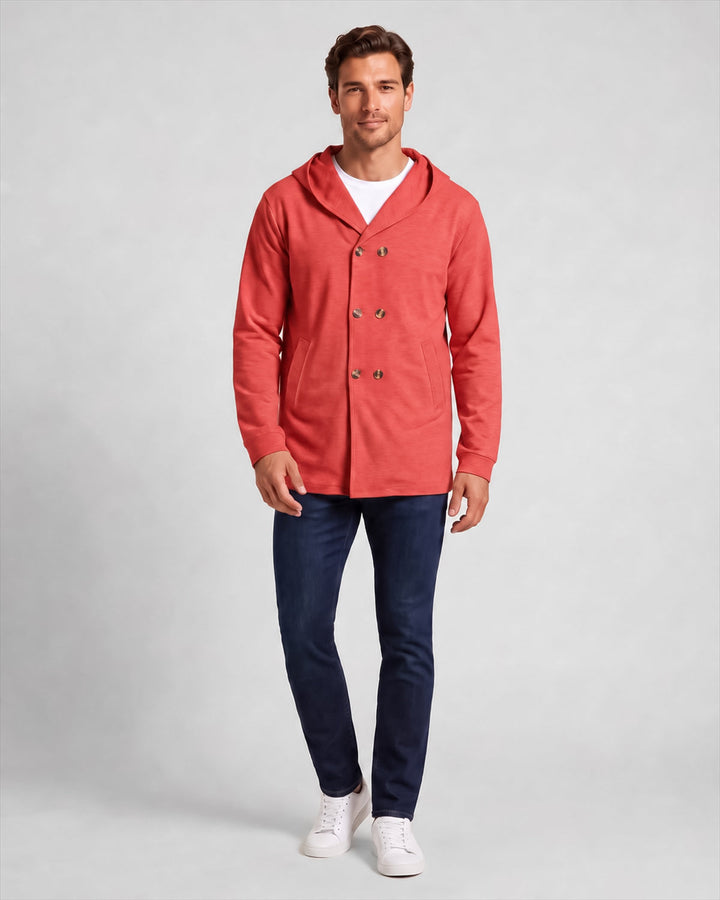 Veste croisée à capuche, porté