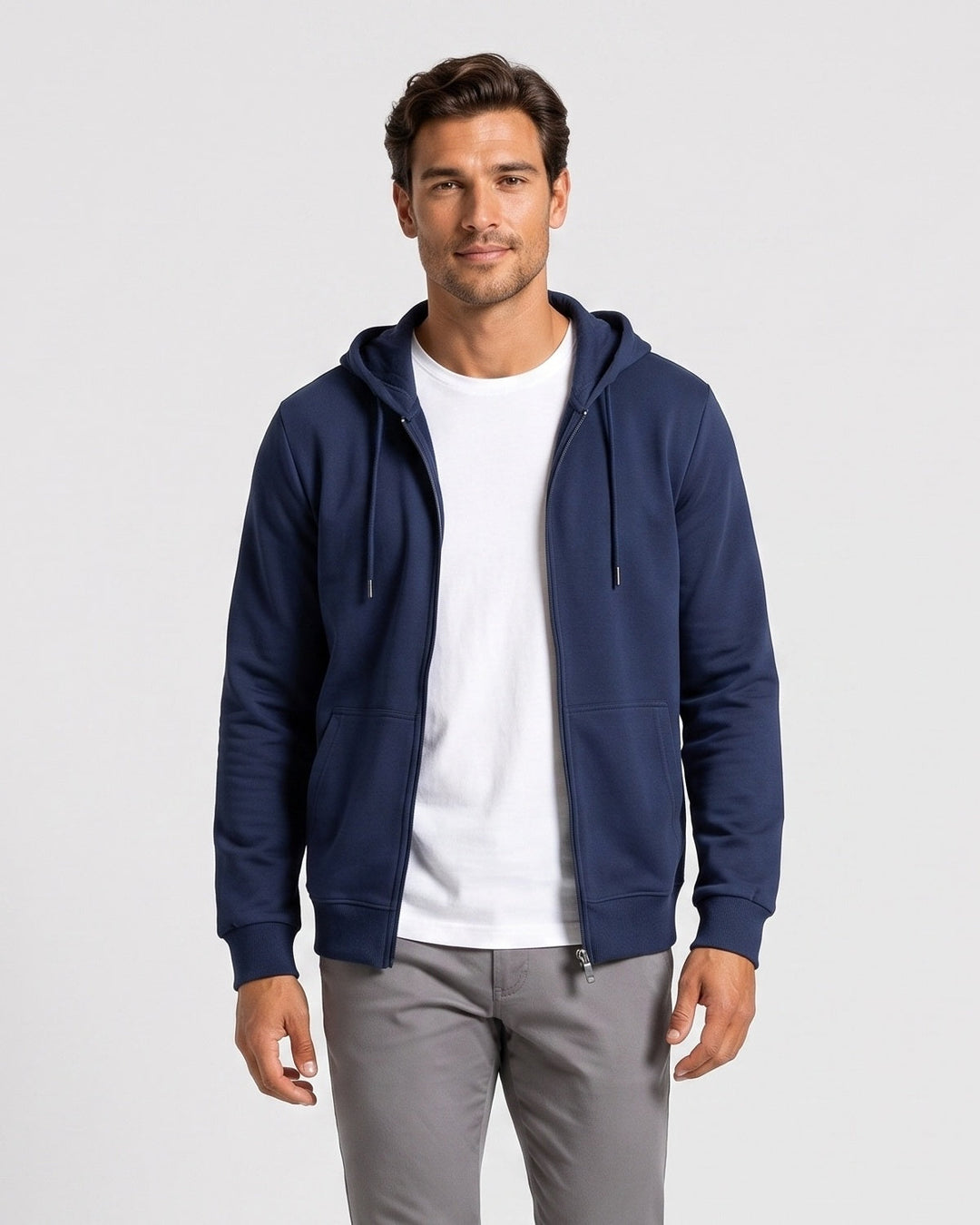 Sweat à capuche zippé, porté
