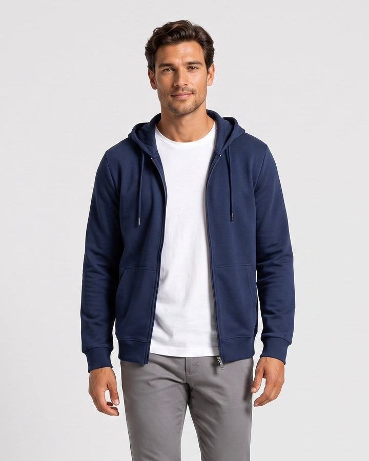 Sweat à capuche zippé, porté