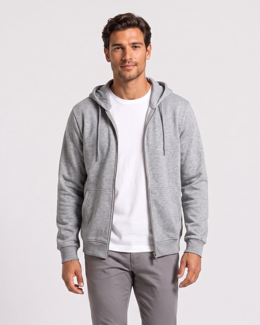 Sweat à capuche zippé, porté