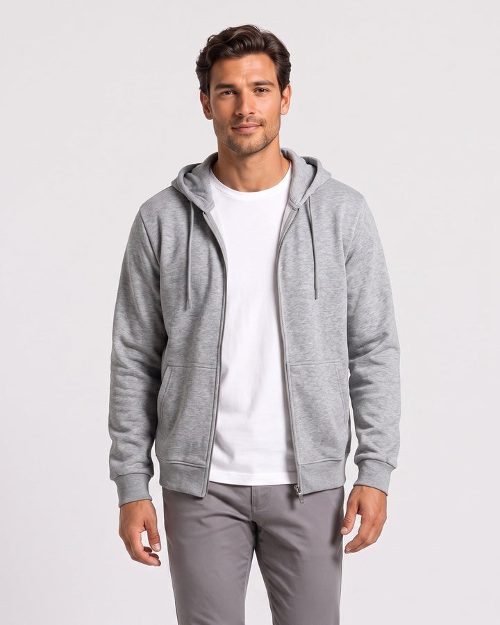 Sweat à capuche zippé, porté