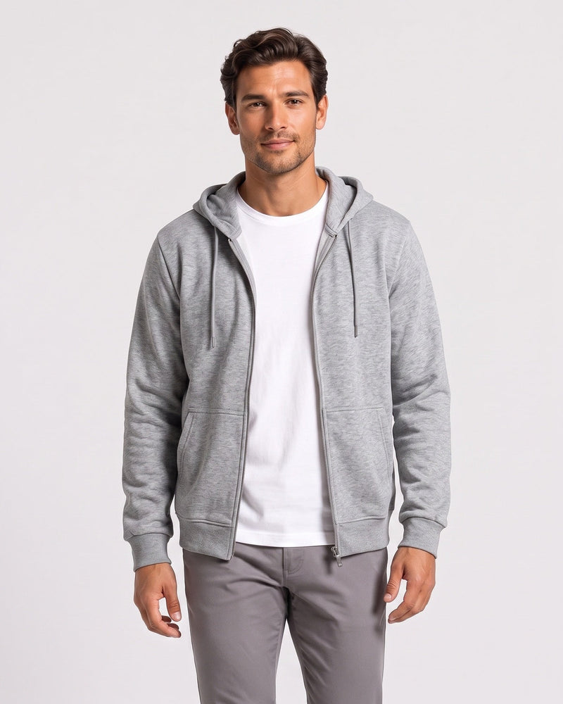 Sweat à capuche zippé, porté