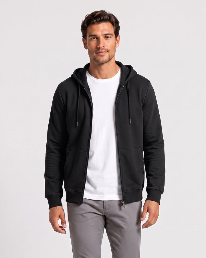 Sweat à capuche zippé, porté