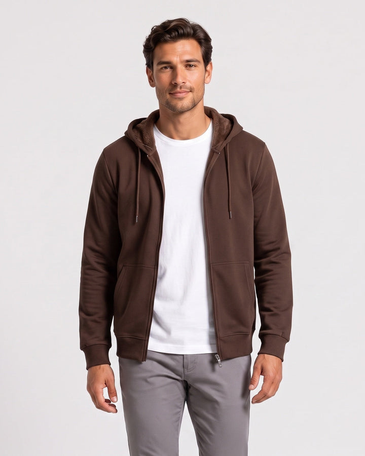 Sweat à capuche zippé, porté