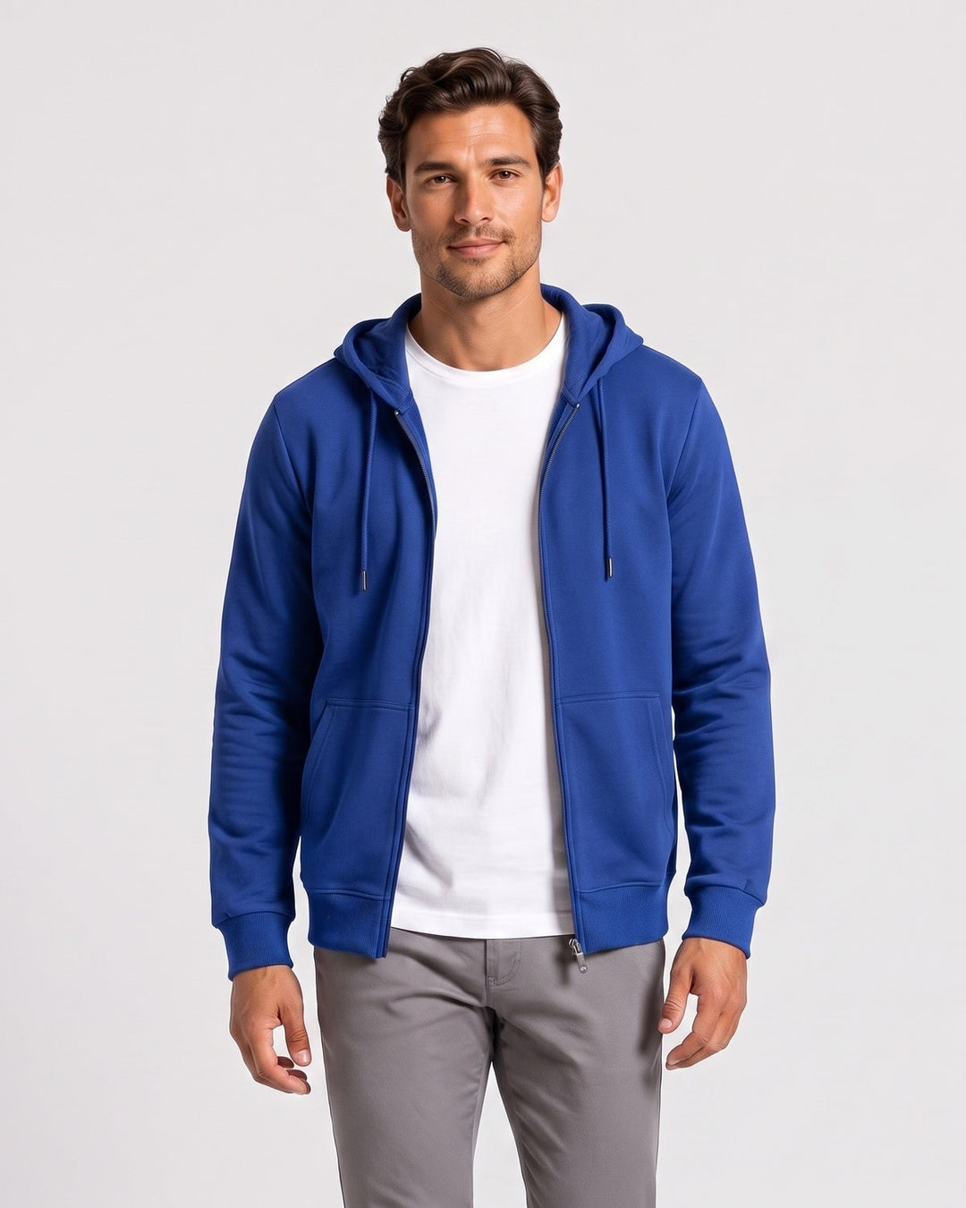Sweat à capuche zippé, porté
