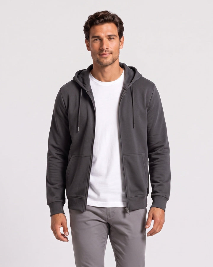 Sweat à capuche zippé, porté
