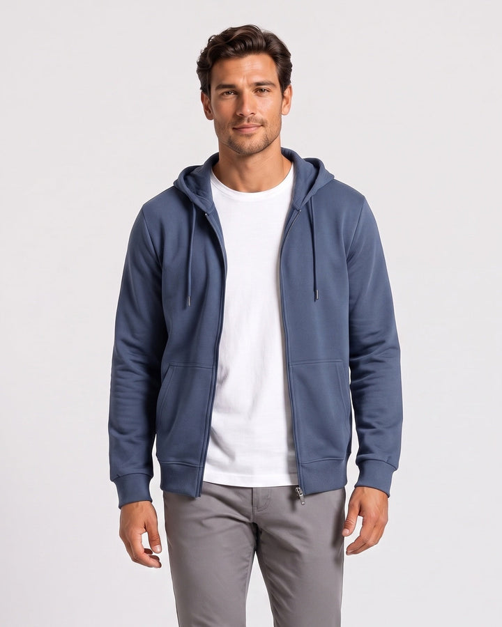 Sweat à capuche zippé, porté